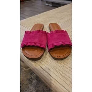 Jack Rogers Rosie Ruffle Slide Sandals Womens 8.5 Pink Open Toe Flat